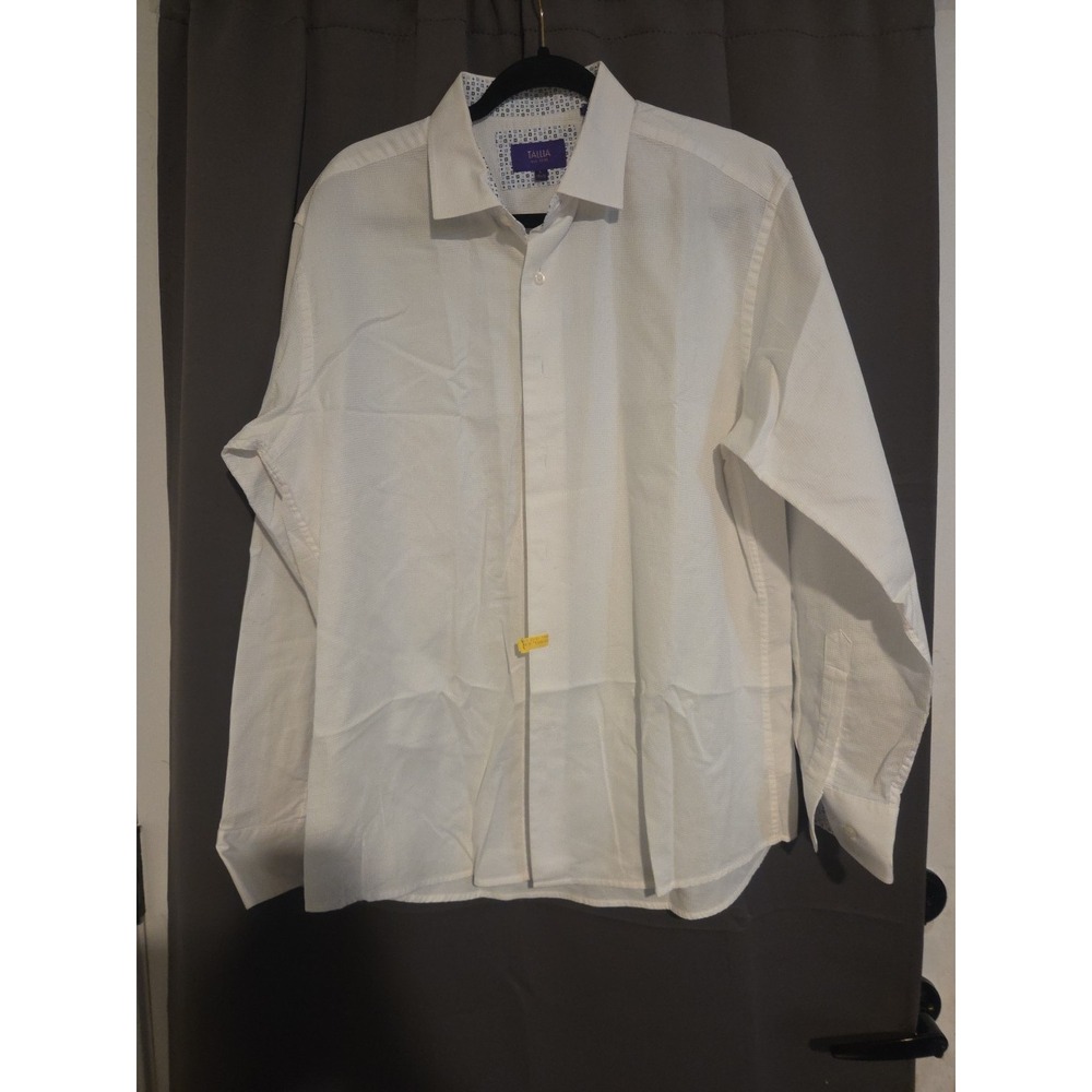 Tallia Est. 1893 White Woven Dress Shirt, Men's L 16.5‎ Button Down, Long Sleeve